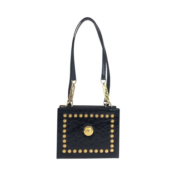 VERSACE Vintage Black Leather Shoulder Bag - Picture 1 of 10